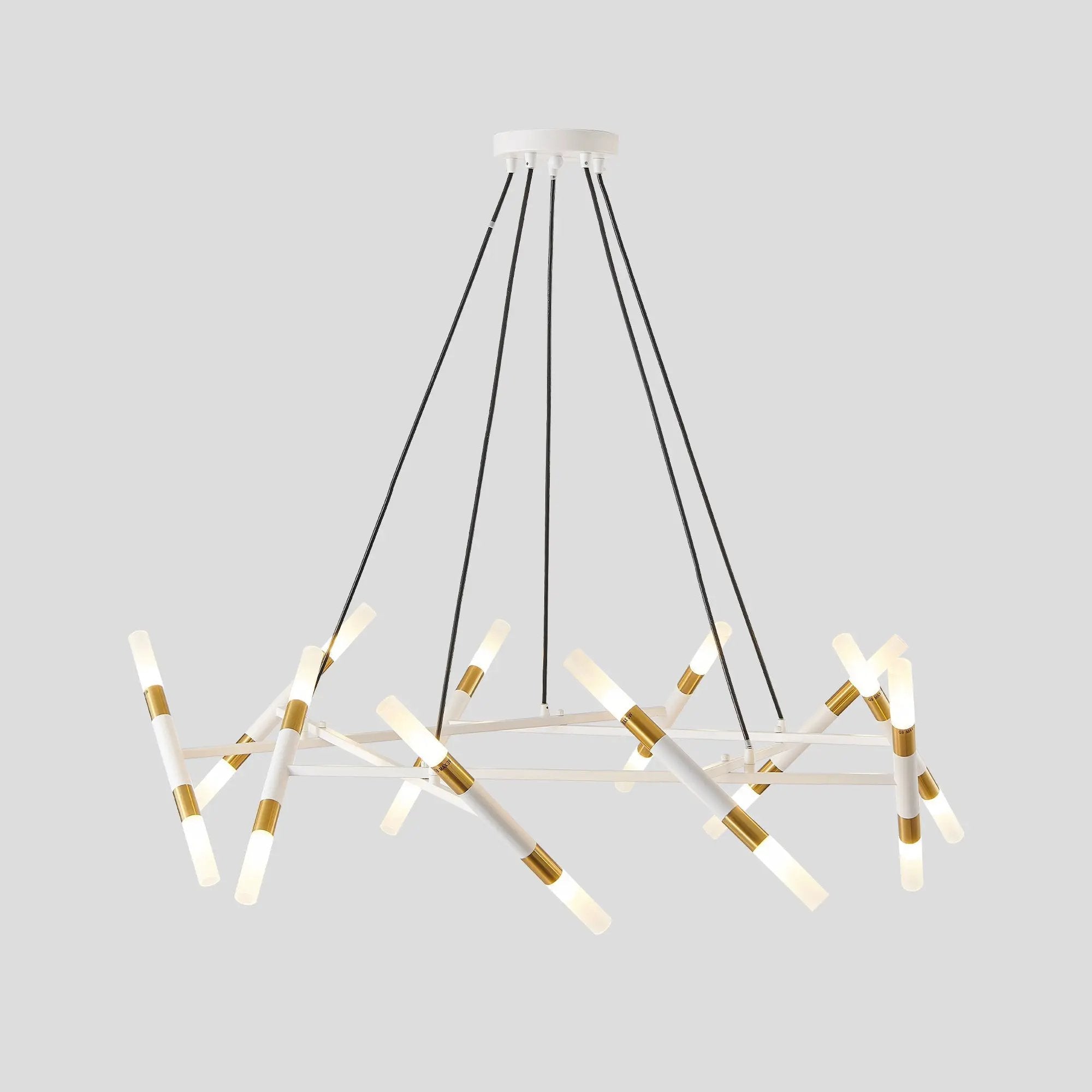 41" White & Golden Modern Chandelier Light Fixture by HouseOfZazla