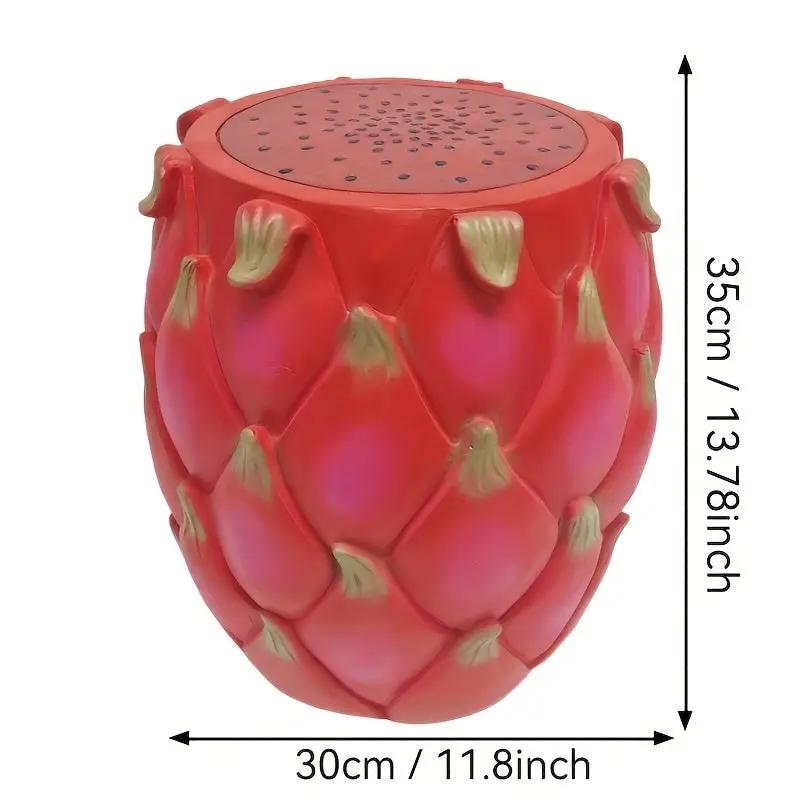 13.4' Oversized Resin Dragon Fruit Stool, Multi-Purpose Side Table & Plant Stand by HouseOfZazla