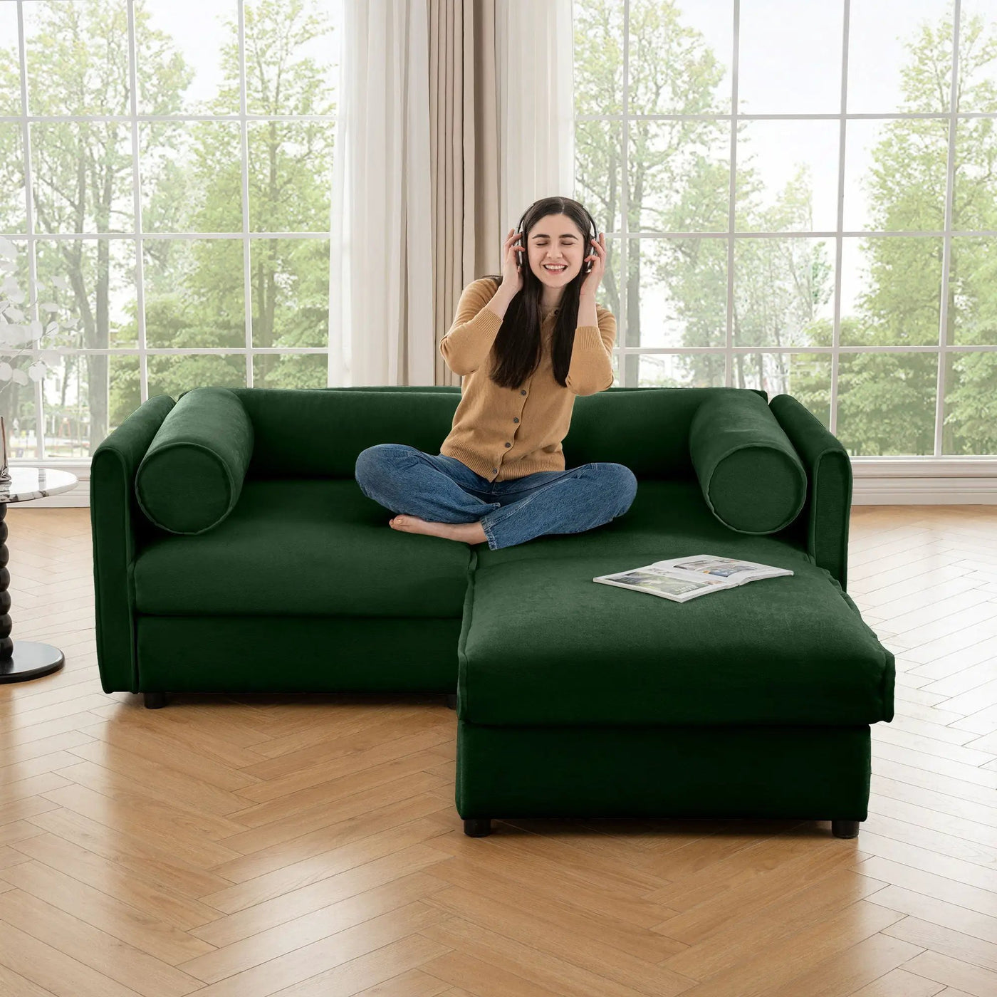 Contemporary Elegant Sofa With Storage And Ottoman by Unique Piece Furniture