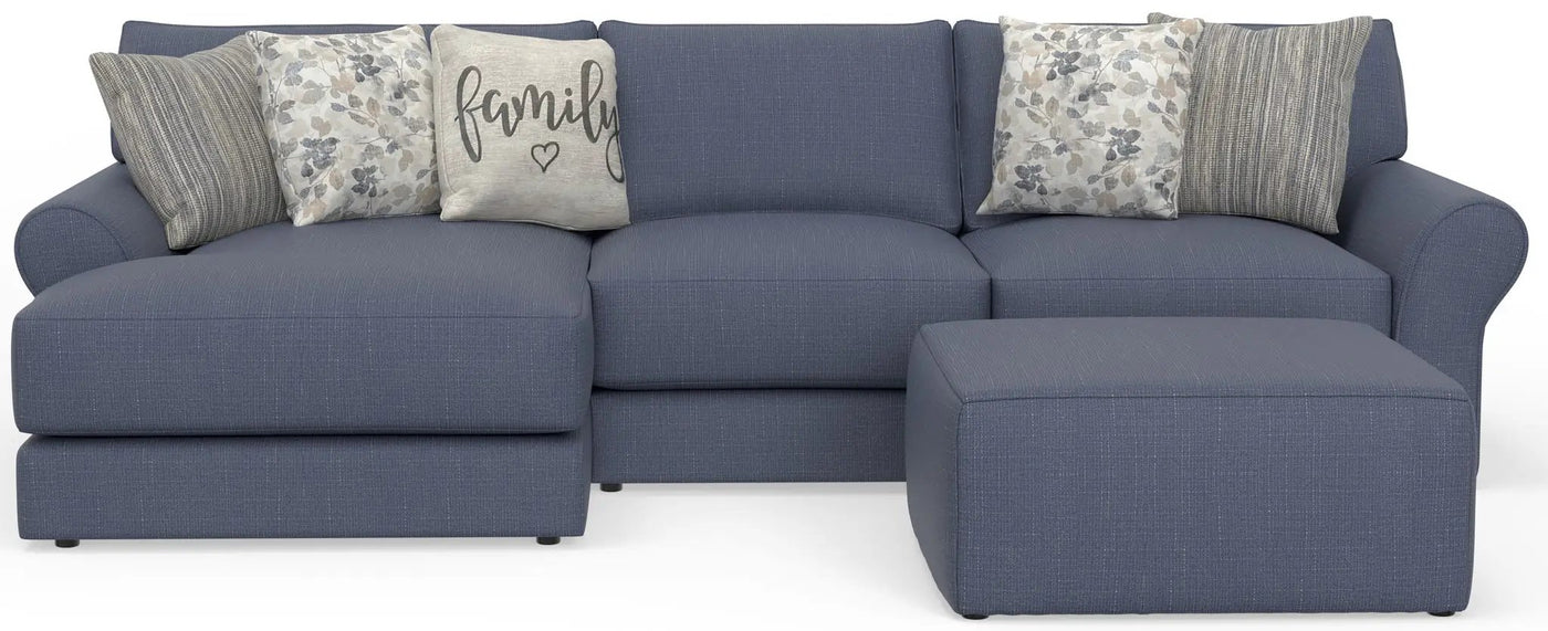 Cape May - Sofa Chaise With Comfort Coil Seating, 41" Cocktail Ottoman And 5 Accent Pillows Included by Unique Piece Furniture