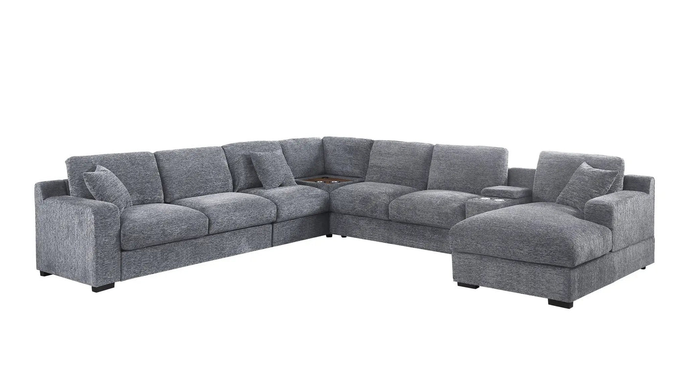 Celine - Fabric Corner Sectional Sofa With Right-Facing Chaise, Cupholders, And Charging Ports by Unique Piece Furniture