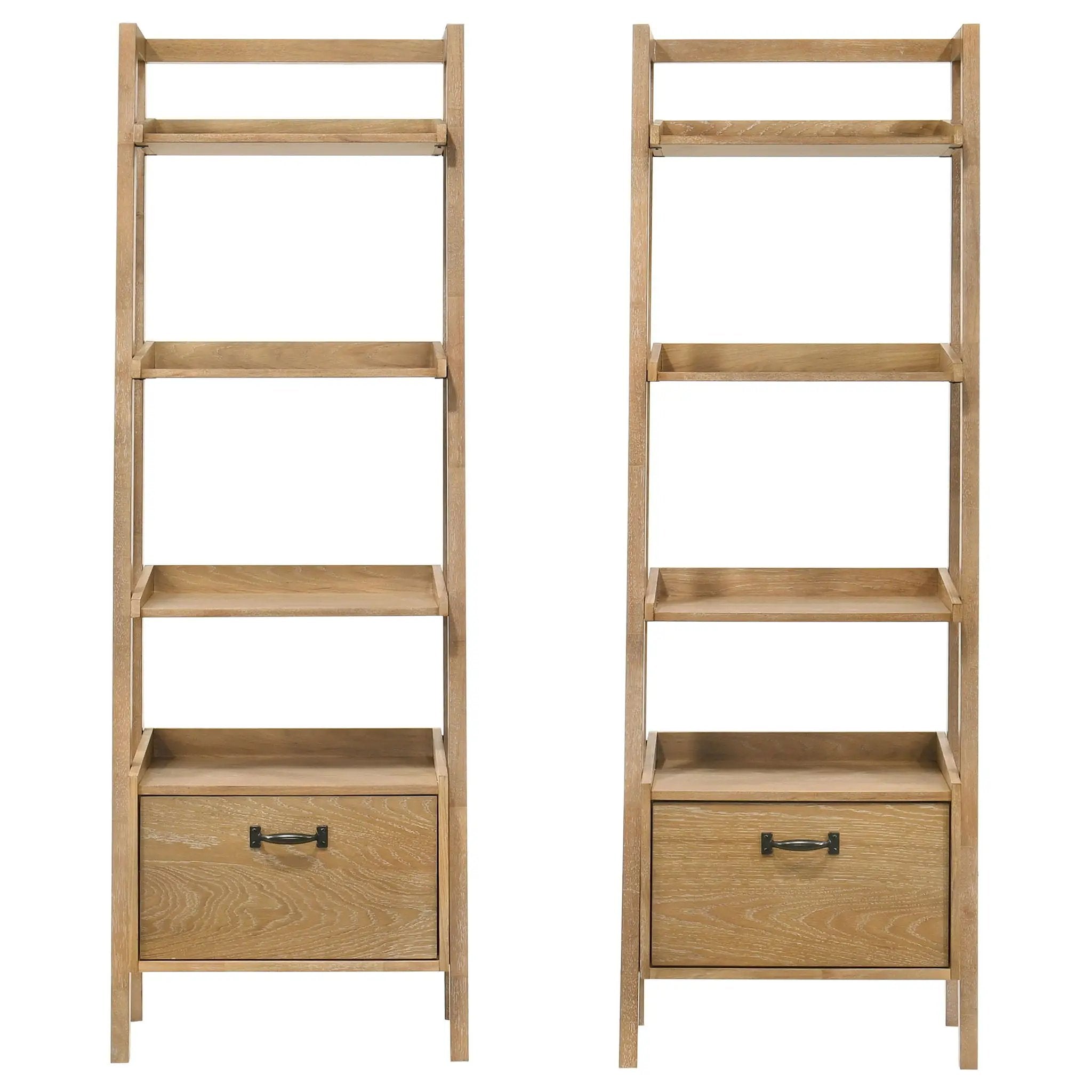 Fabian 2-piece 3-shelf Bookshelf with Drawer Distressed Light Brown by Unique Piece Furniture