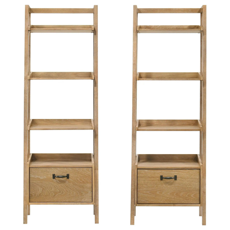 Fabian 2-piece 3-shelf Bookshelf with Drawer Distressed Light Brown by Unique Piece Furniture