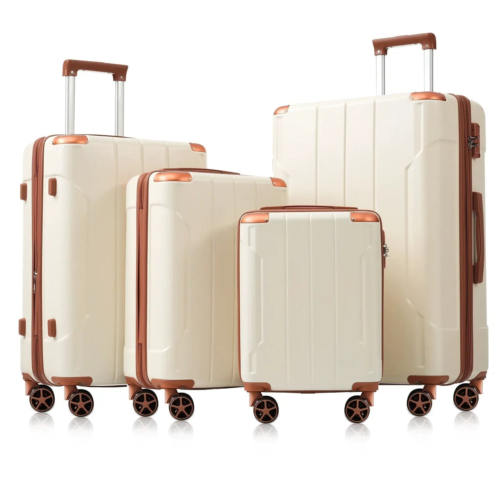 Brown & White 6-Piece Expandable Hardshell Luggage Set by HouseOfZazla