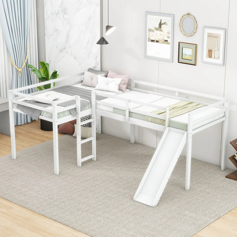L Shaped Loft Bed With Ladder And Slide by Unique Piece Furniture