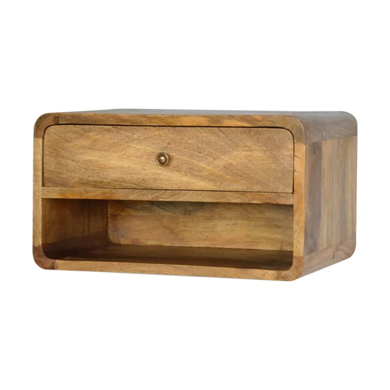 Solid Wood Floating Curve Open Slot Nightstand by HouseOfZazla