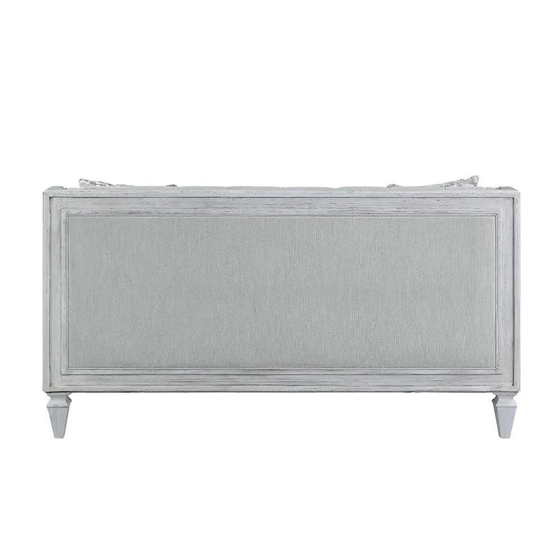 Katia - Loveseat With 2 Pillows - Light Gray Linen & Weathered White by Unique Piece Furniture