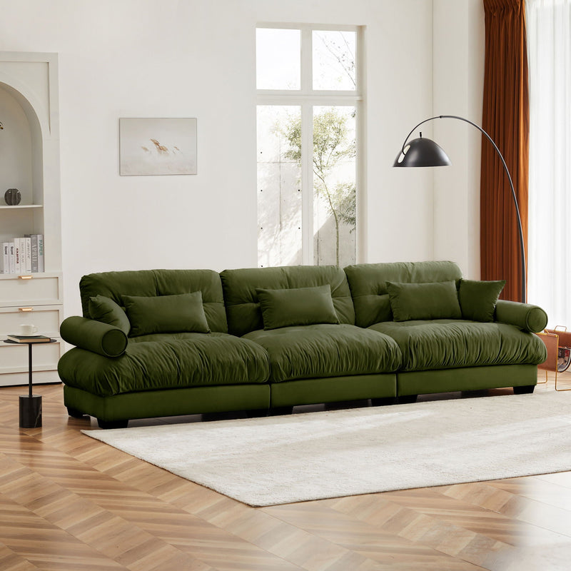 Modern Sofa With Bolstered Armrests And Pillows by Unique Piece Furniture