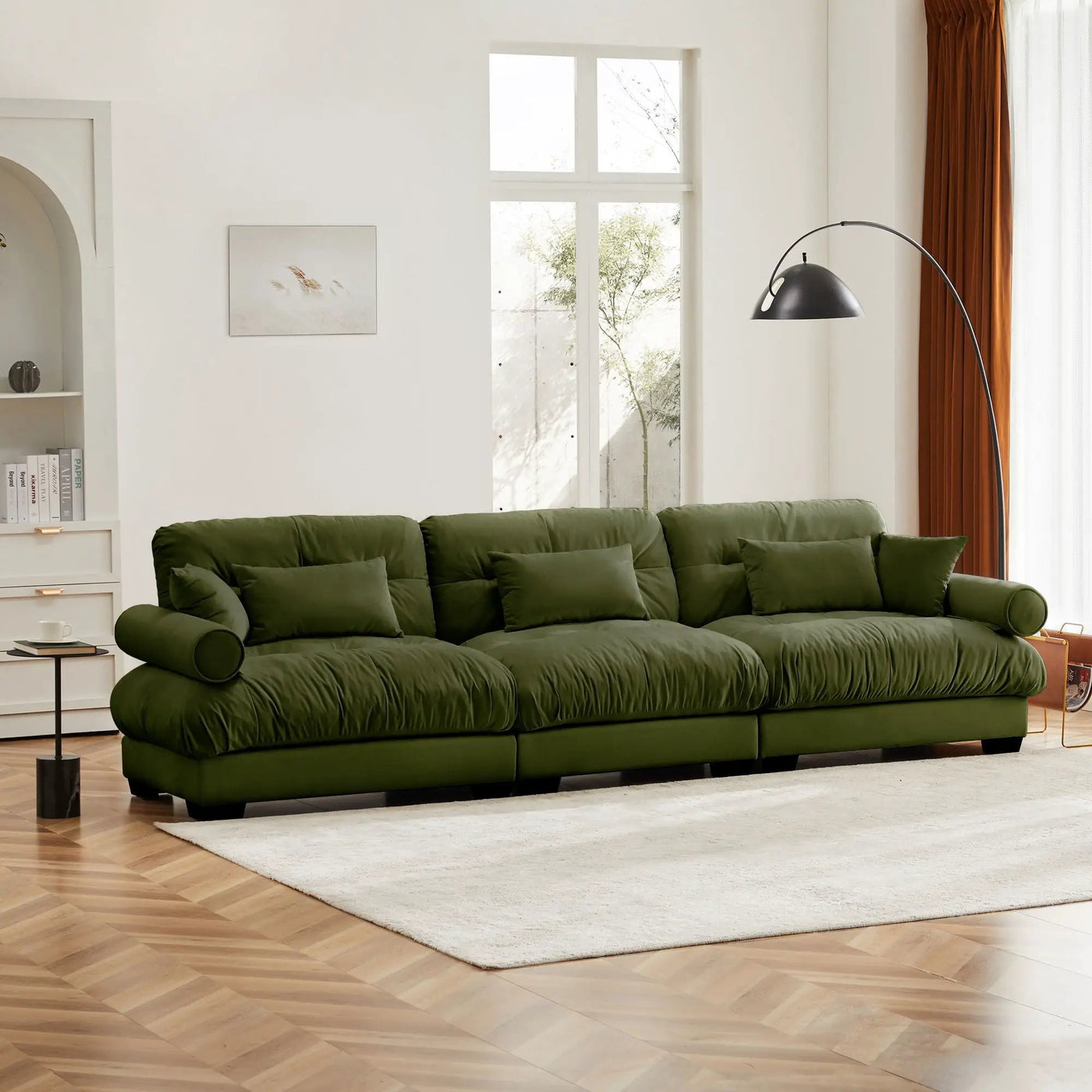 Modern Sofa With Bolstered Armrests And Pillows by HouseOfZazla
