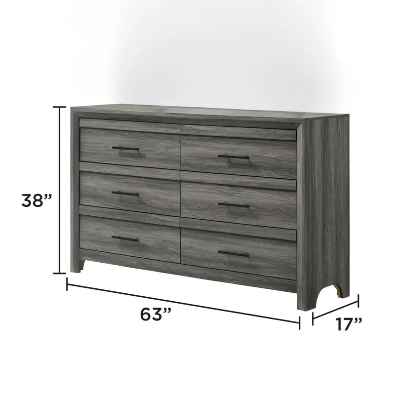 Denver - 6 Drawer Dresser - Gray by HouseOfZazla