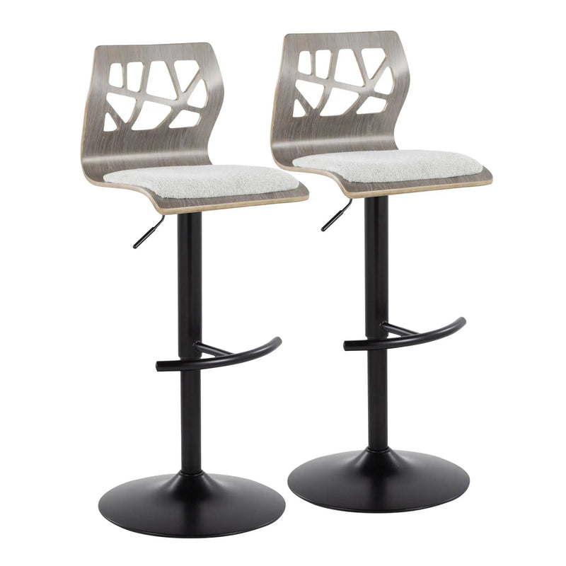 Folia - Contemporary Adjustable Barstool With Swivel With Rounded T Footrest (Set of 2) by Unique Piece Furniture