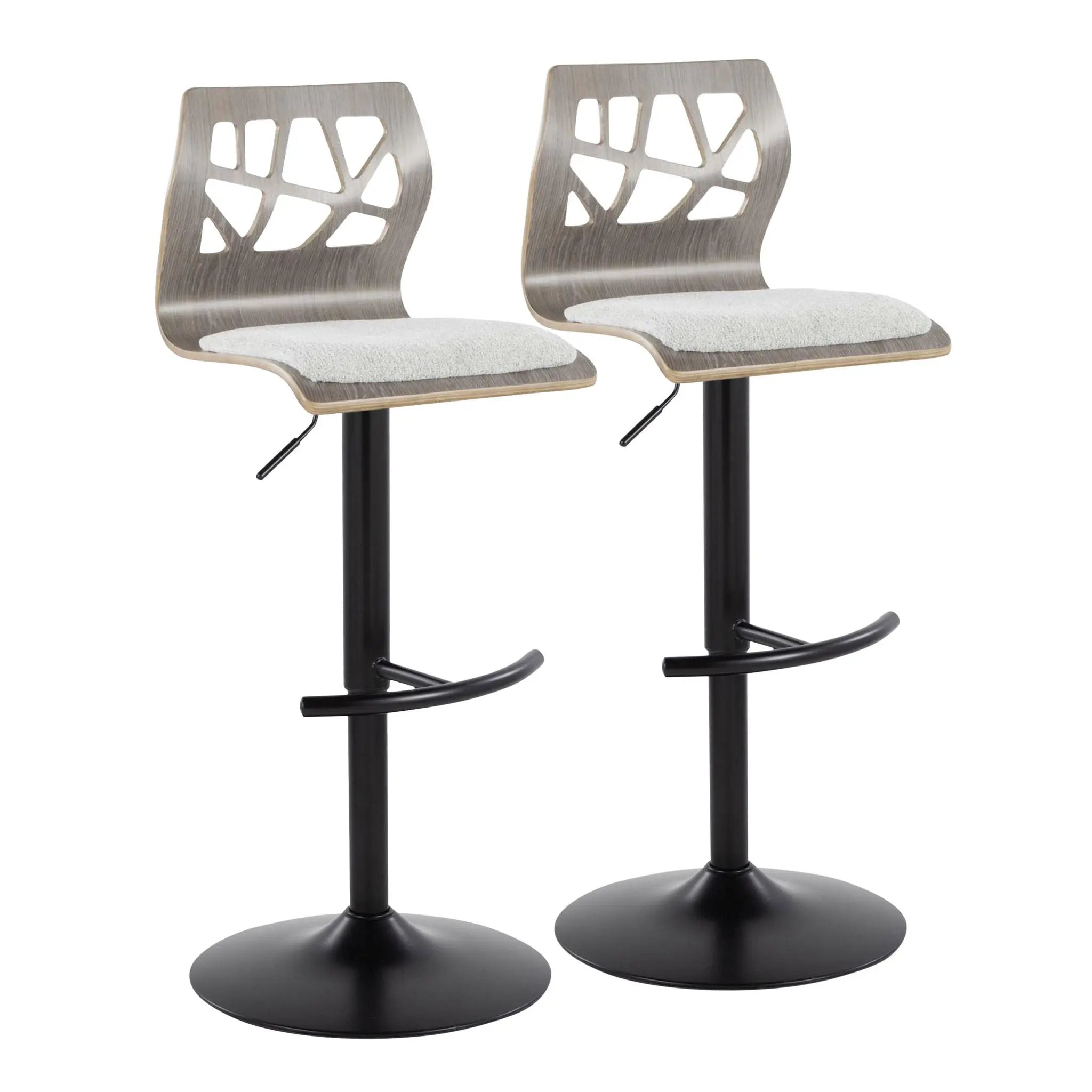 Folia - Contemporary Adjustable Barstool With Swivel With Rounded T Footrest (Set of 2) by HouseOfZazla