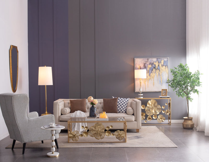 White Marble Table Lamp with Brass Frame and Drum Shade - White, photo 7 of 10