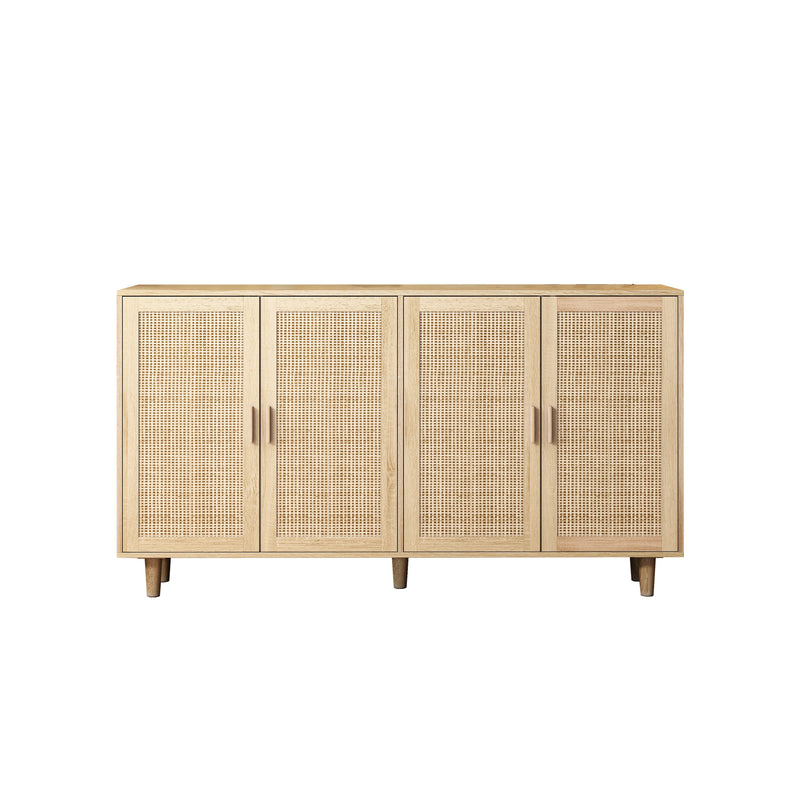 Elegant and Functional 4-Door Rattan Decorative Storage Cabinet, photo 5 of 10