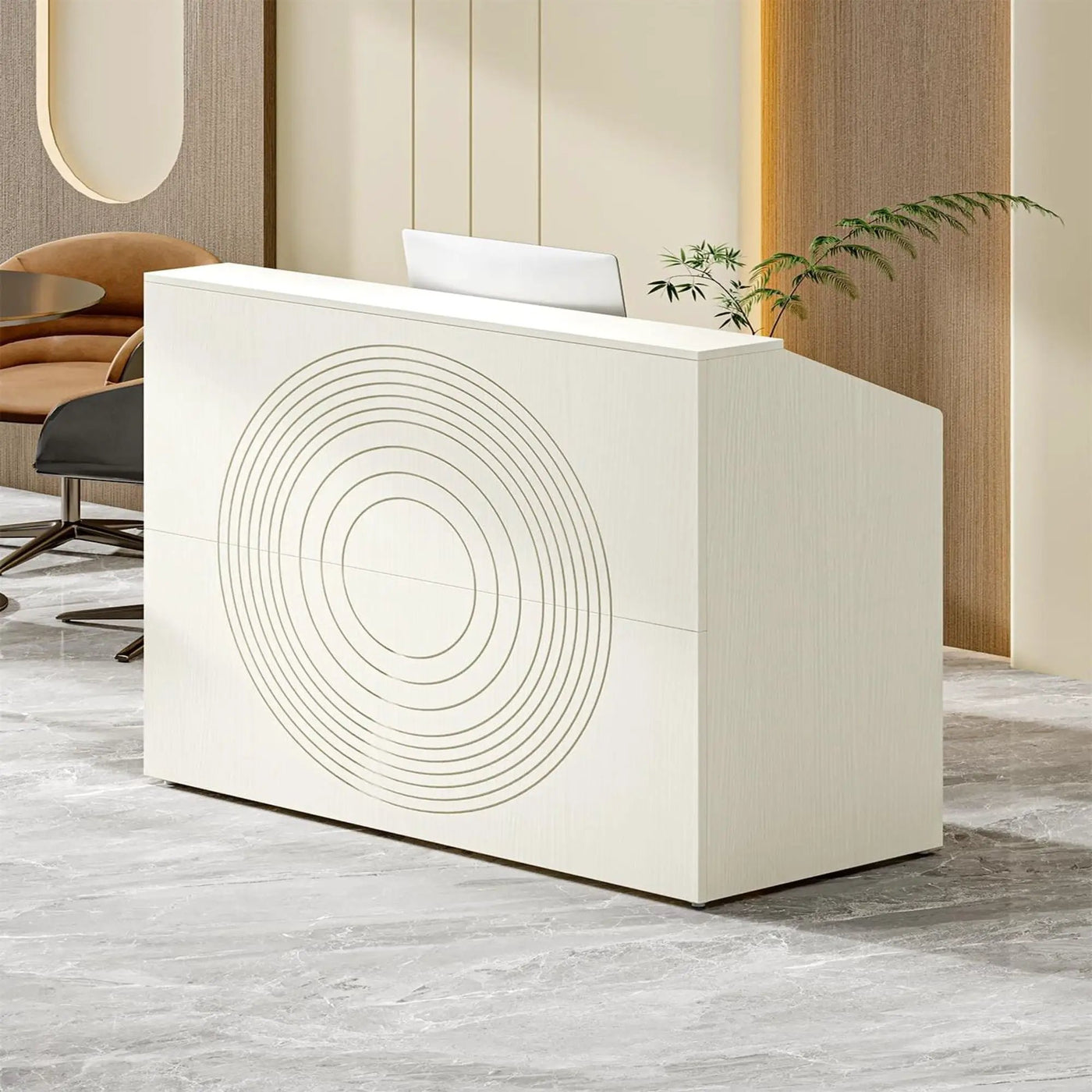 Modern Reception Desk, Front Desk Table With Cable Grommet & Privacy Panels by HouseOfZazla