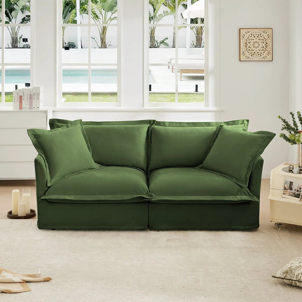 Modern Slipcovered 2-Seat Sofa, photo 2 of 10