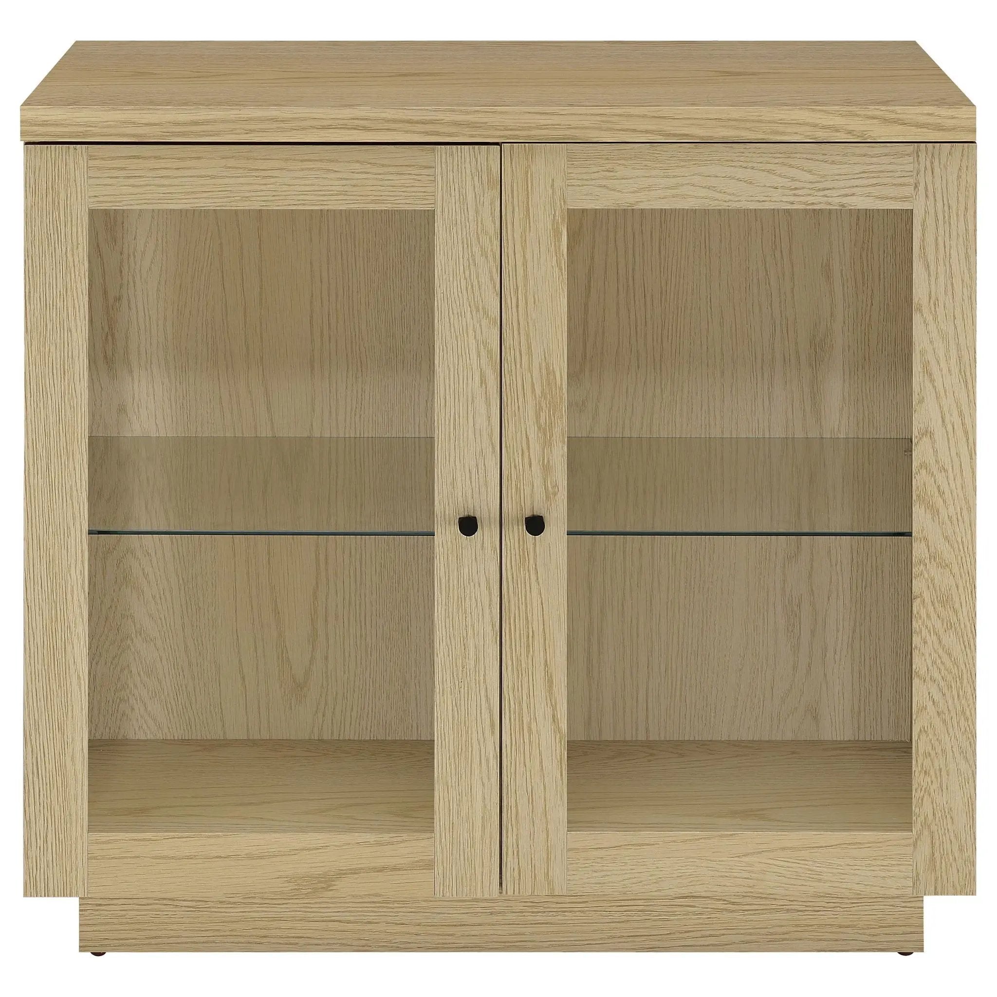 Tilbury 2-door Glass Front Accent Display Cabinet Light Oak by Unique Piece Furniture