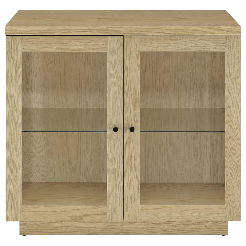 Tilbury 2-door Glass Front Accent Display Cabinet Light Oak by Unique Piece Furniture