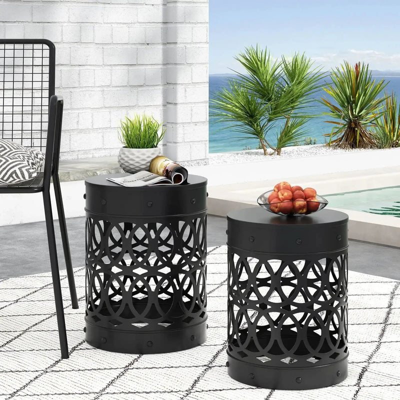 Delight - Powder Coated Iron End Table (Set of 2) by HouseOfZazla