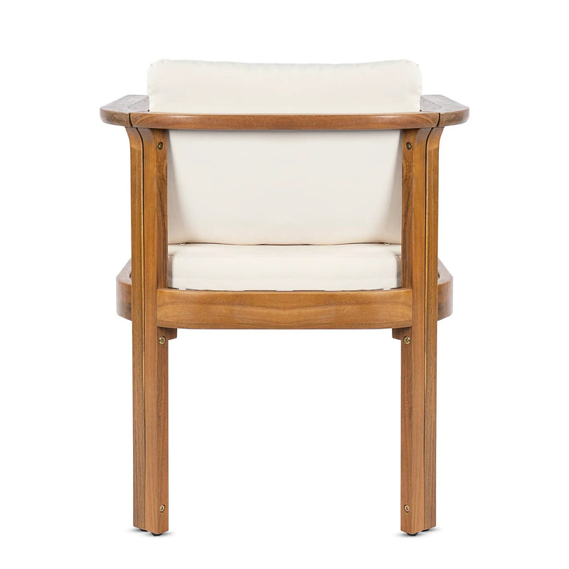 Outdoor Dining Chair Set of 4 with Curved Acacia Wood Arms by HouseOfZazla