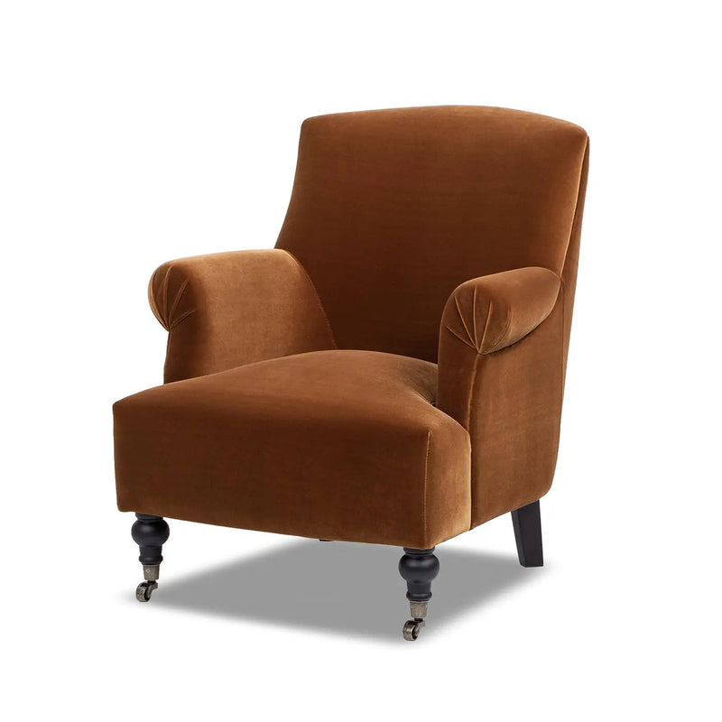 Eloise 30' Pleated Sock Arm Accent Armchair, Burnt Orange Performance Velvet by HouseOfZazla