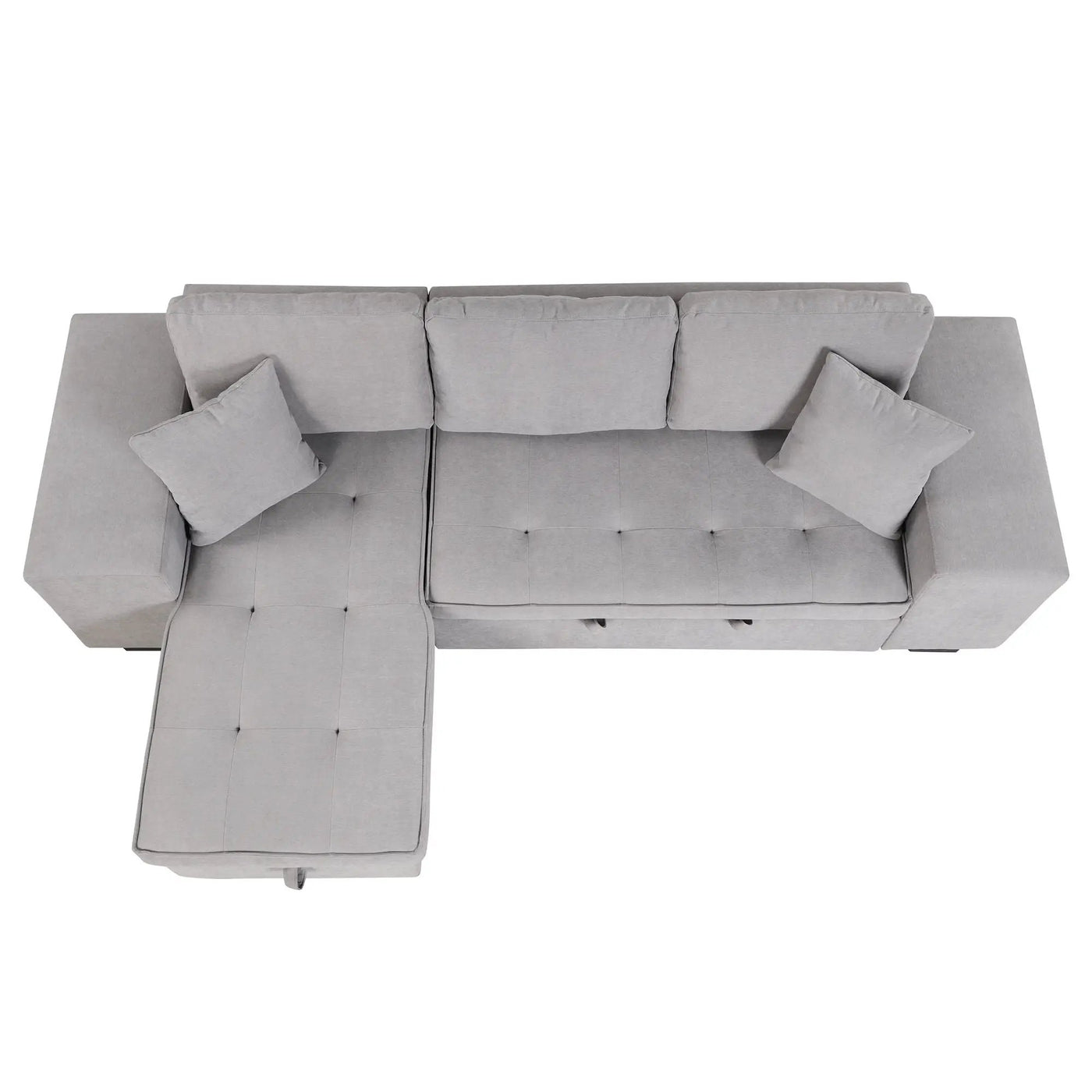 Modern L-Shape 3 Seat Reversible Sectional Couch, Pull Out Sleeper Sofa With Storage Chaise And 2 Stools For Living Room Furniture Set by HouseOfZazla