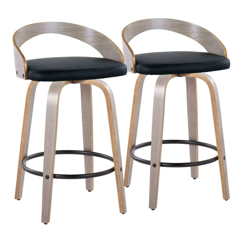 Grotto - Mid Century Modern Fixed Height Counter Stool With Swivel With Round Footrest (Set of 2) by HouseOfZazla
