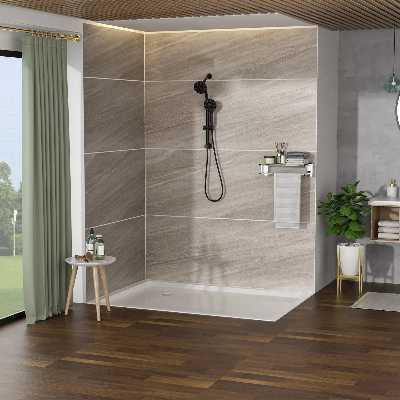 Multi Function Dual Shower Head Shower System With 4.7" Rain Showerhead, 7 Function Hand Shower, Adjustable Slide Bar by HouseOfZazla