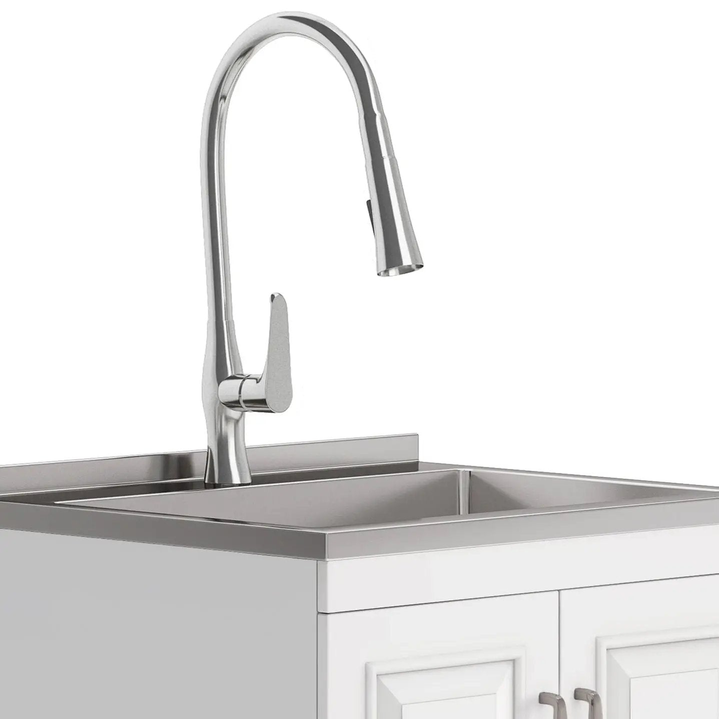 Darwin - Deluxe Laundry Cabinet With Pull-Out Faucet And Stainless Steel Sink by Unique Piece Furniture