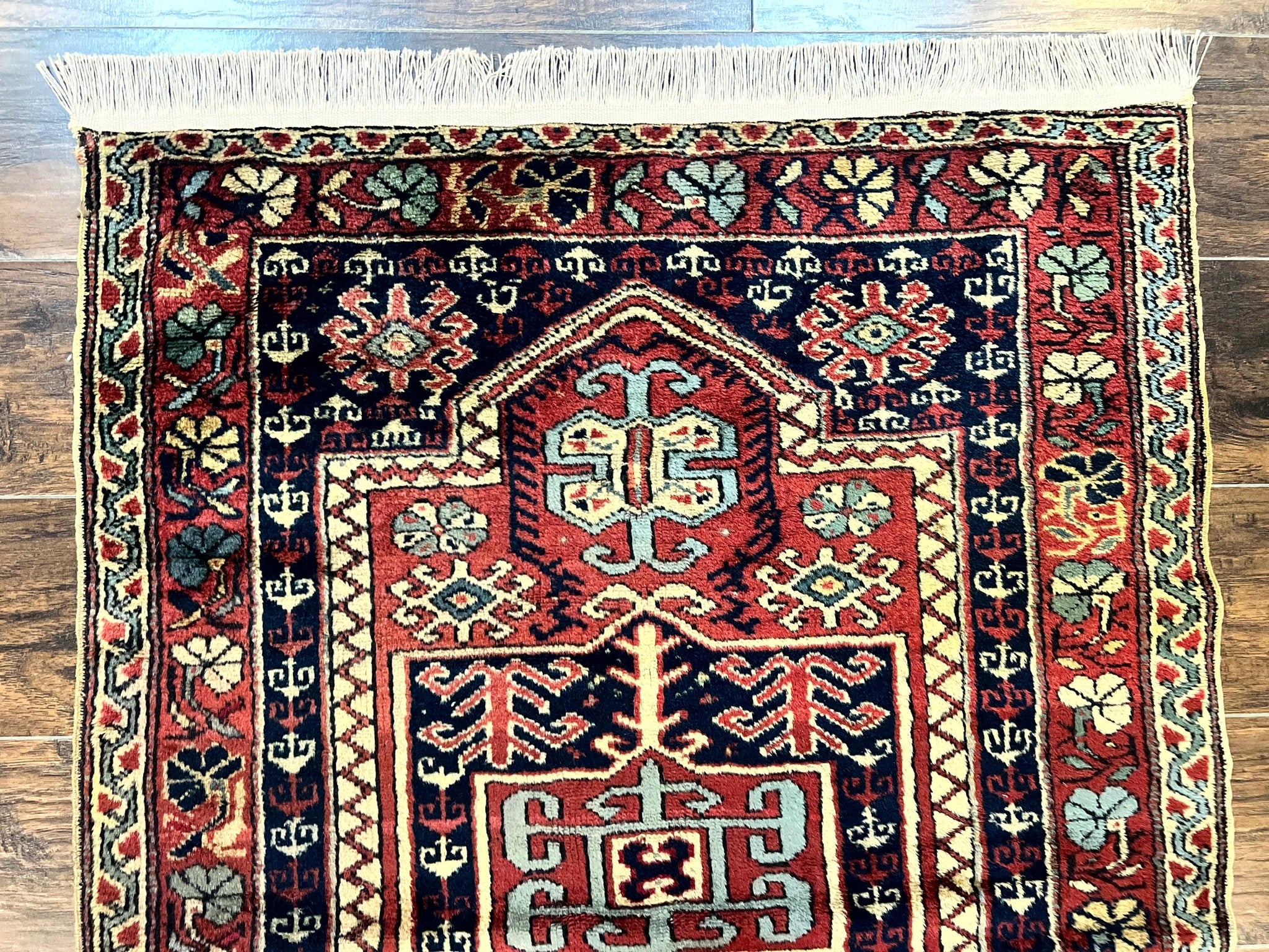 Antique Turkish Sparta Rug 3x4, Geometric Caucasian Pattern, Vintage Handmade Tribal Wool Carpet by Jewel Rugs