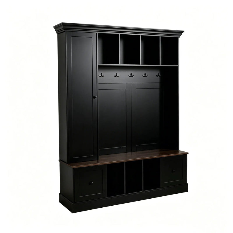 Vibe Haus 62.2'' Farmhouse Hall Tree with Shoe Storage Bench by HouseOfZazla