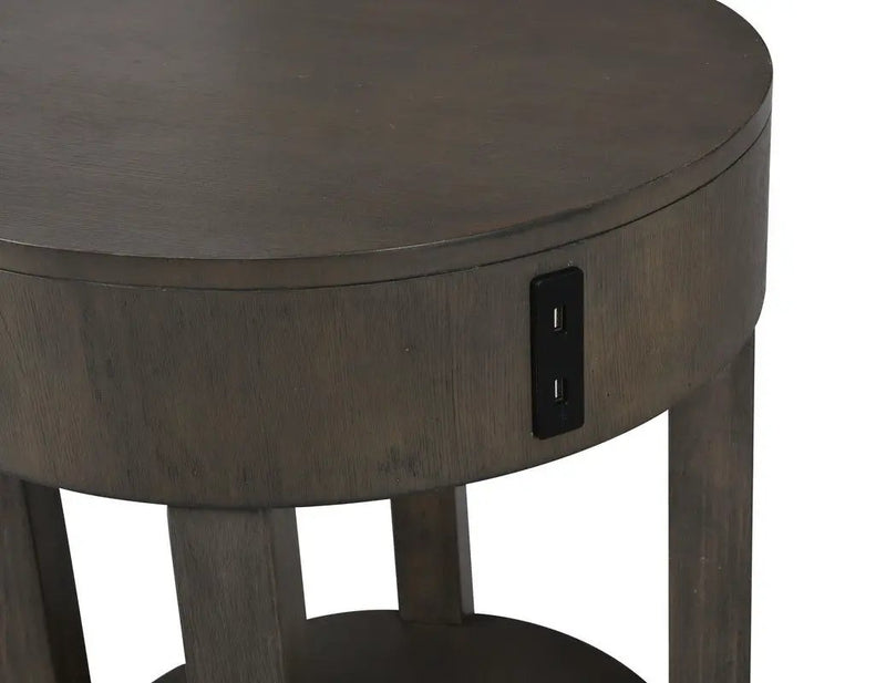 Jonah - MDF End Table With USB Ports - Light Brown by HouseOfZazla