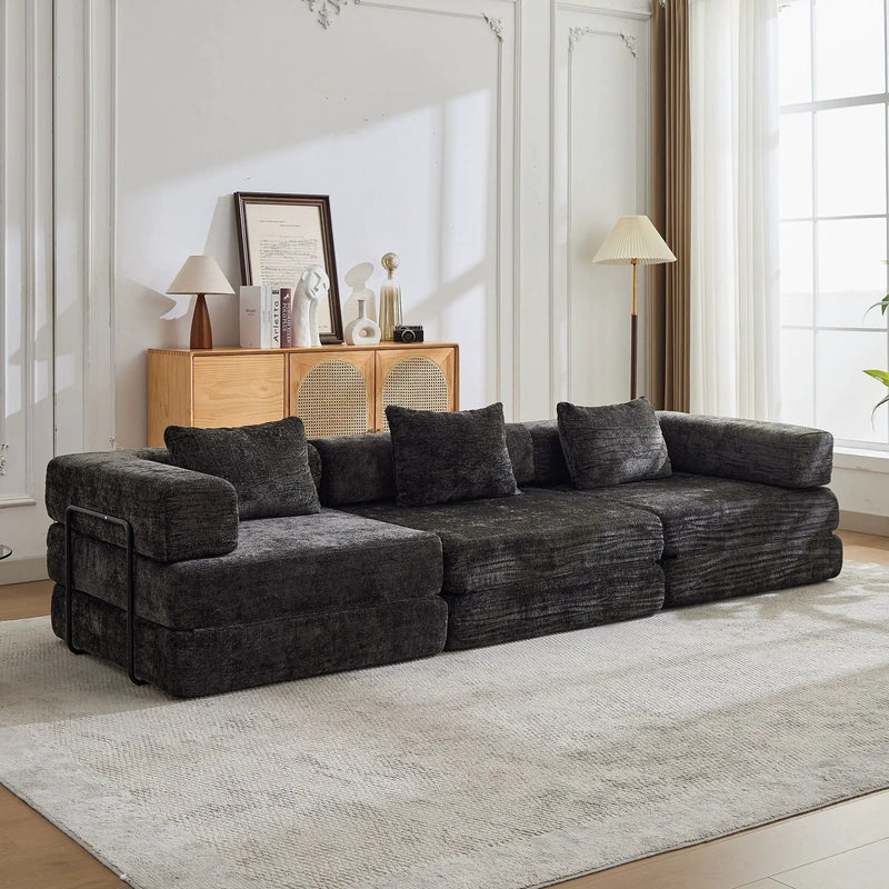 Convertible Floor Sofa Bed, Boneless Modular Sectional Sofa For Living Room by Unique Piece Furniture