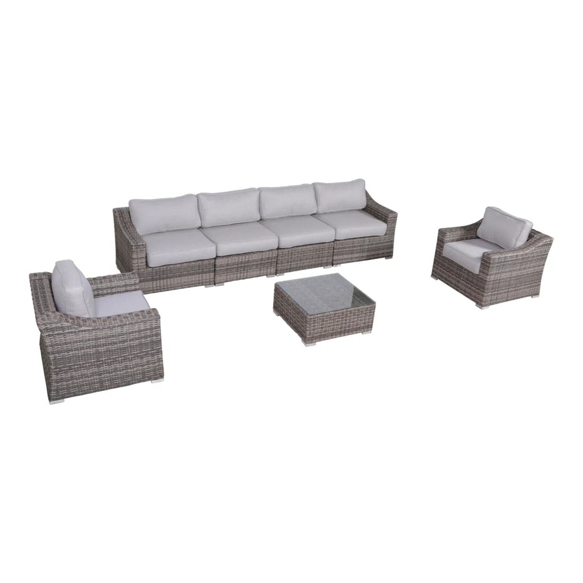 All-Weather Wicker Conversation Set with Cushions - Light Brown, Dark Gray, or Dark Brown, photo 2 of 40
