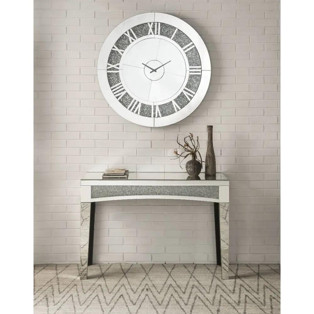 Noralie - 39" Wall Clock - Mirrored & Faux Diamonds by Unique Piece Furniture