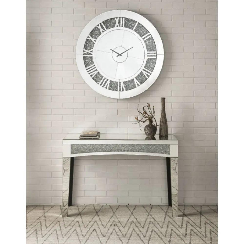 Noralie - 39" Wall Clock - Mirrored & Faux Diamonds by Unique Piece Furniture