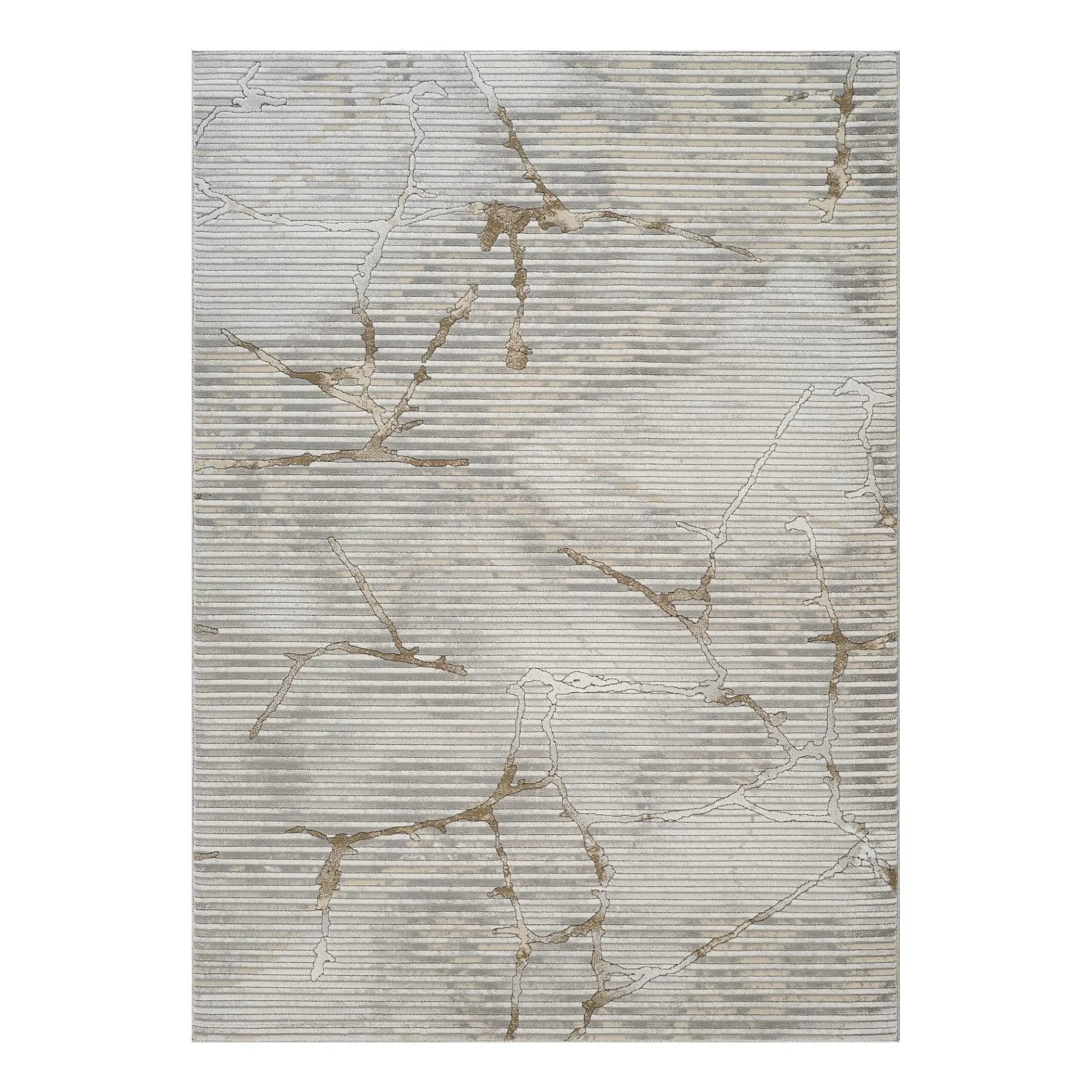 Geometrix - 5'3" X 7'3" Area Rug With Geometric, 3D Effect - Ivory / Gray by Unique Piece Furniture