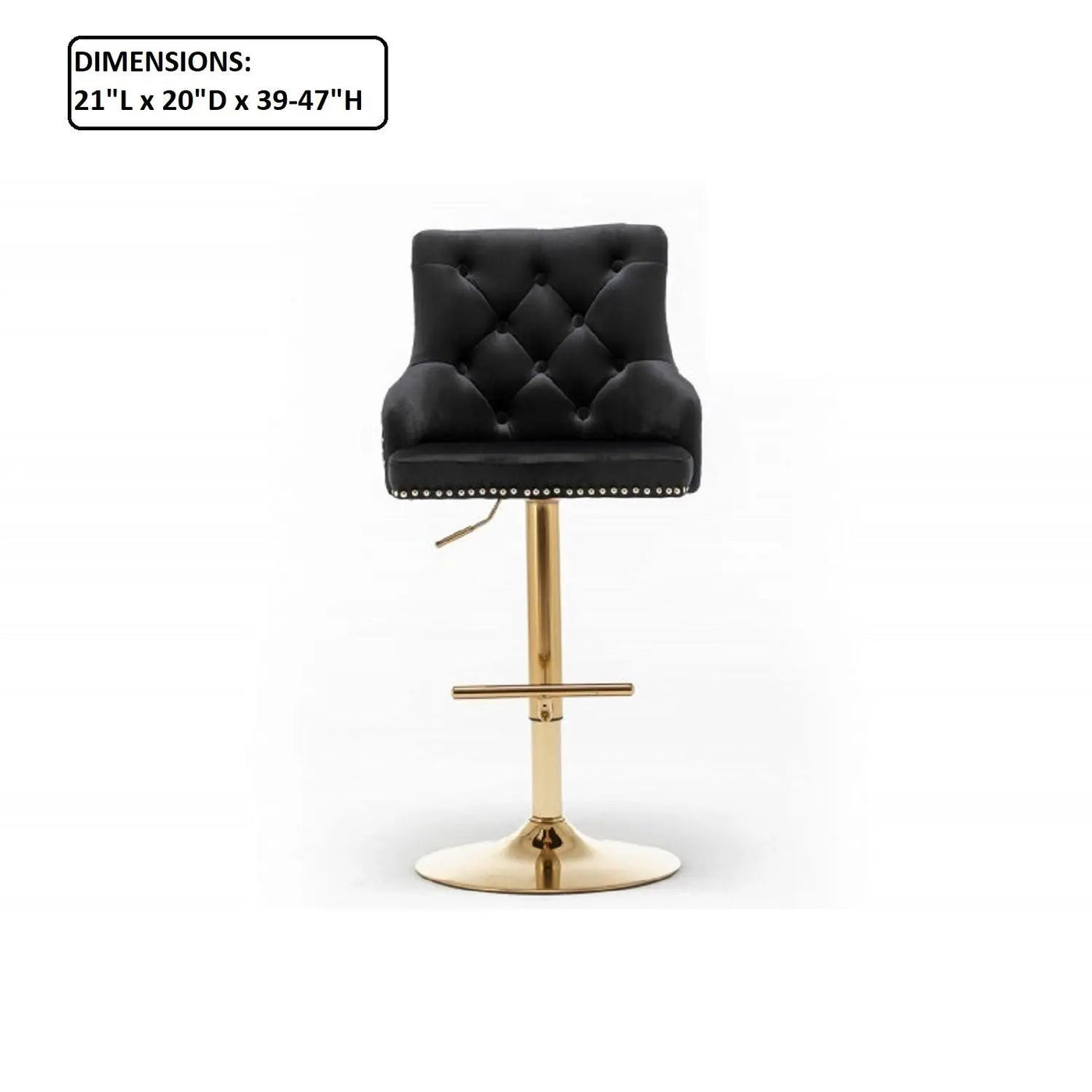 Adjustable Swivel Bar Stool With Nailhead Trim (Set of 2) by HouseOfZazla