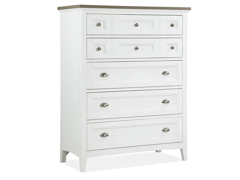 Heron Cove - Two Tone Drawer Chest - Chalk White And Dovetail Gray by Unique Piece Furniture