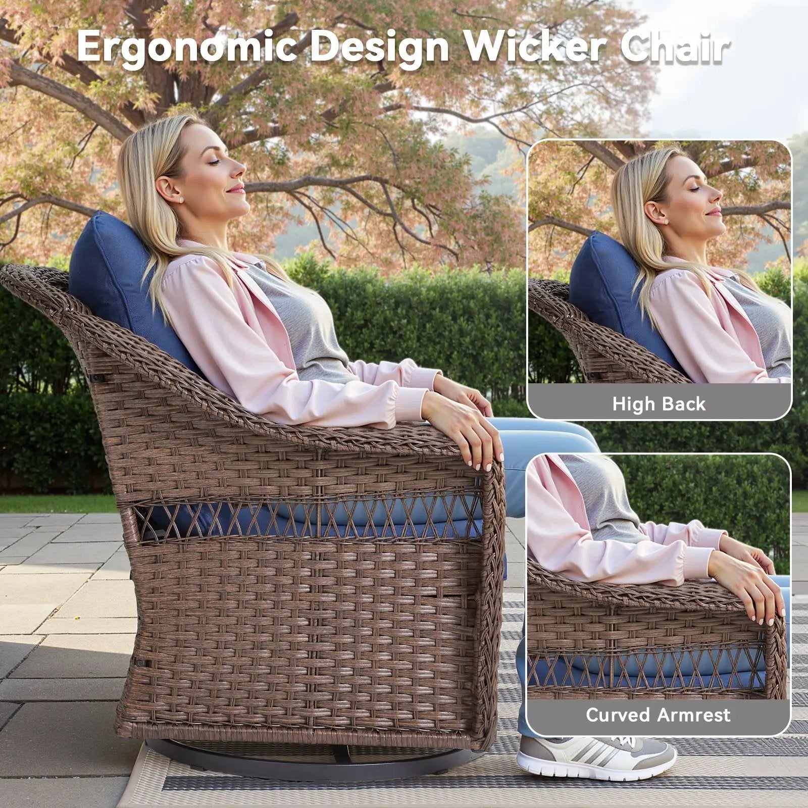 Outdoor Swivel Rocking Wicker Chairs Set of 2 by HouseOfZazla