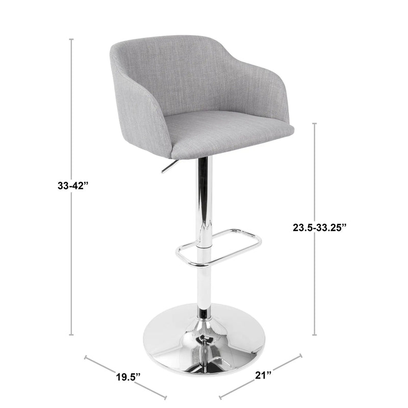 Daniella - Contemporary Adjustable Barstool With Swivel - Light Gray by Unique Piece Furniture