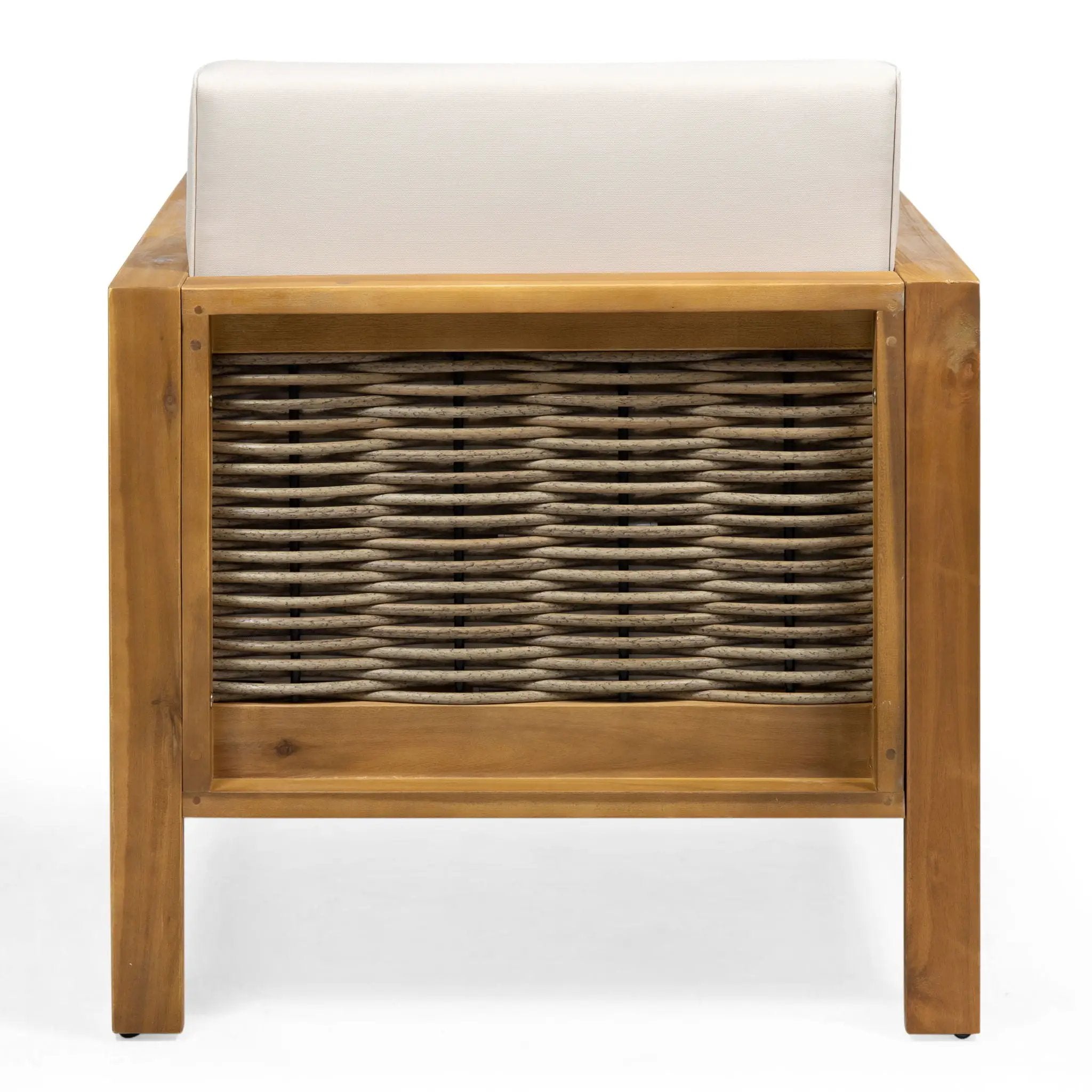 Outdoor Acacia Wood Club Chair With Wicker Accents by HouseOfZazla