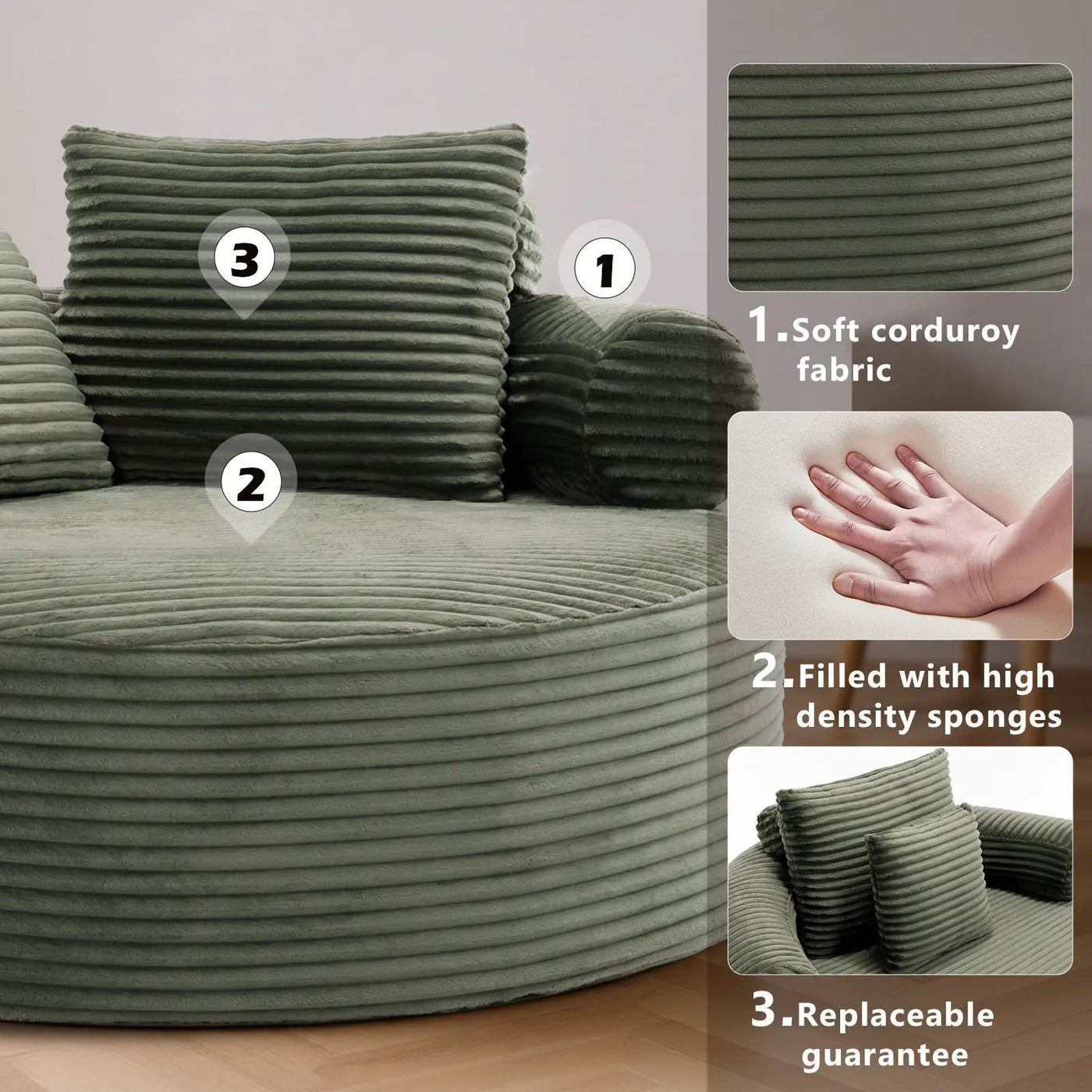 Round Sofa Bed With 3 Pillows For Living Room by HouseOfZazla