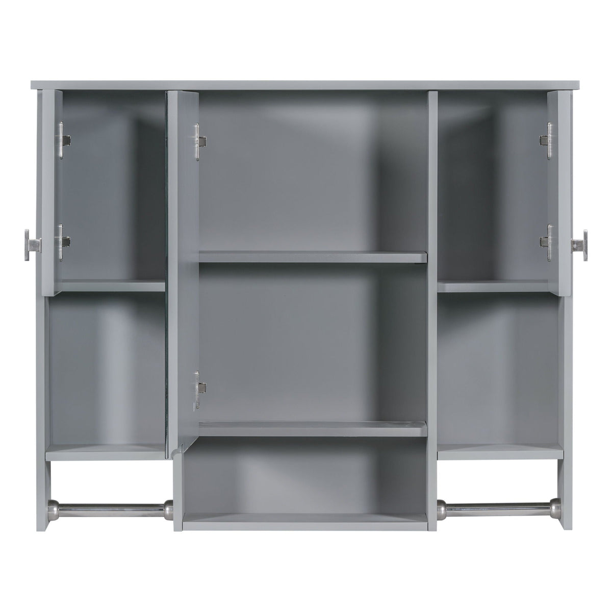 Wall Mounted Bathroom Storage Cabinet with Mirror and Towel Bar - Black, Dark Gray, or White, photo 2 of 12