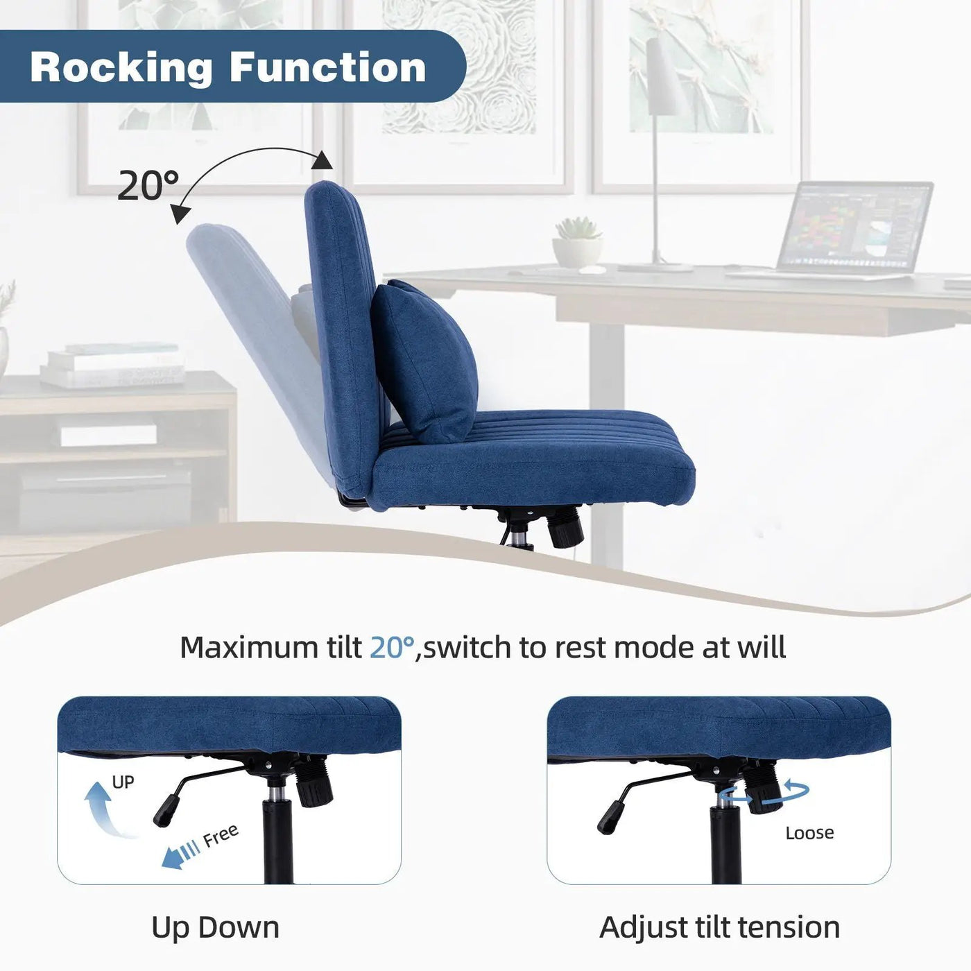 Criss Cross Office Chair With Adjustable Height, Ergonomic Design by HouseOfZazla