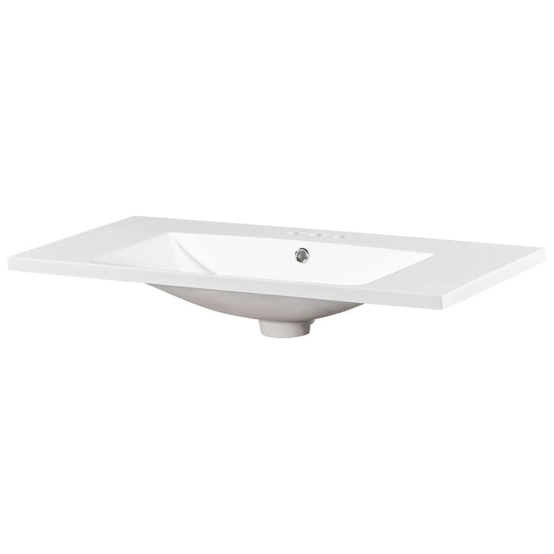Single Bathroom Basin Sink, Vanity Top Only With 3 Faucet Holes by HouseOfZazla