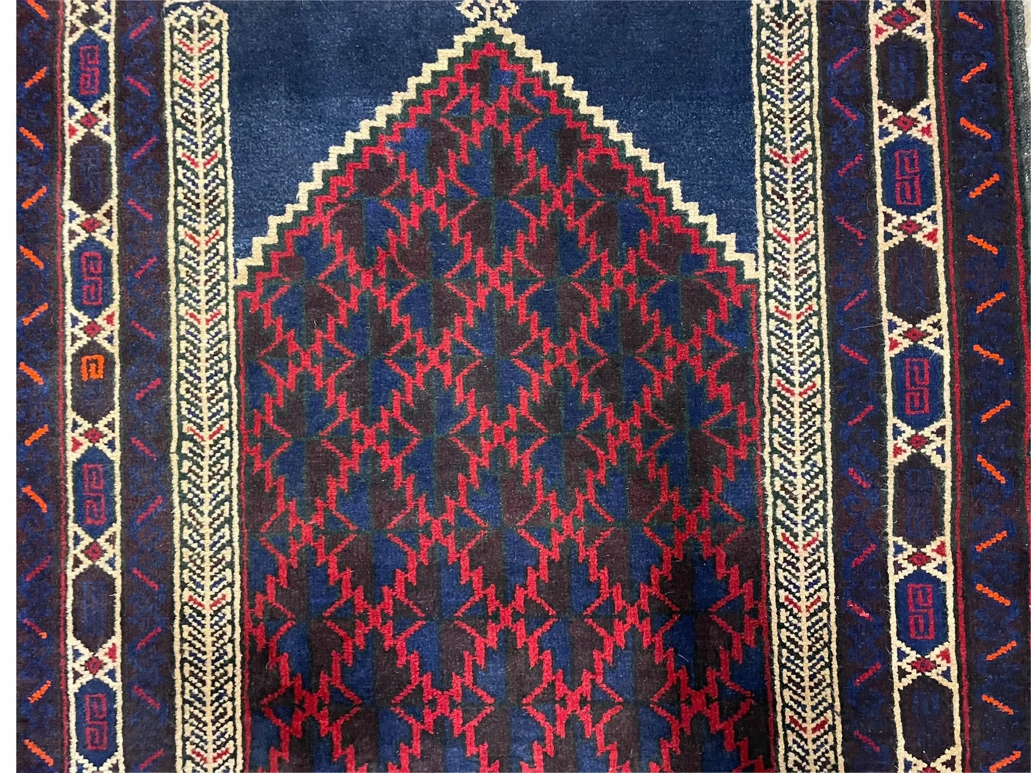 3x5 Vintage Handmade Tribal Wool Rug Balouchi Prayer Rug Afghan Rug Red Blue Wow by Jewel Rugs