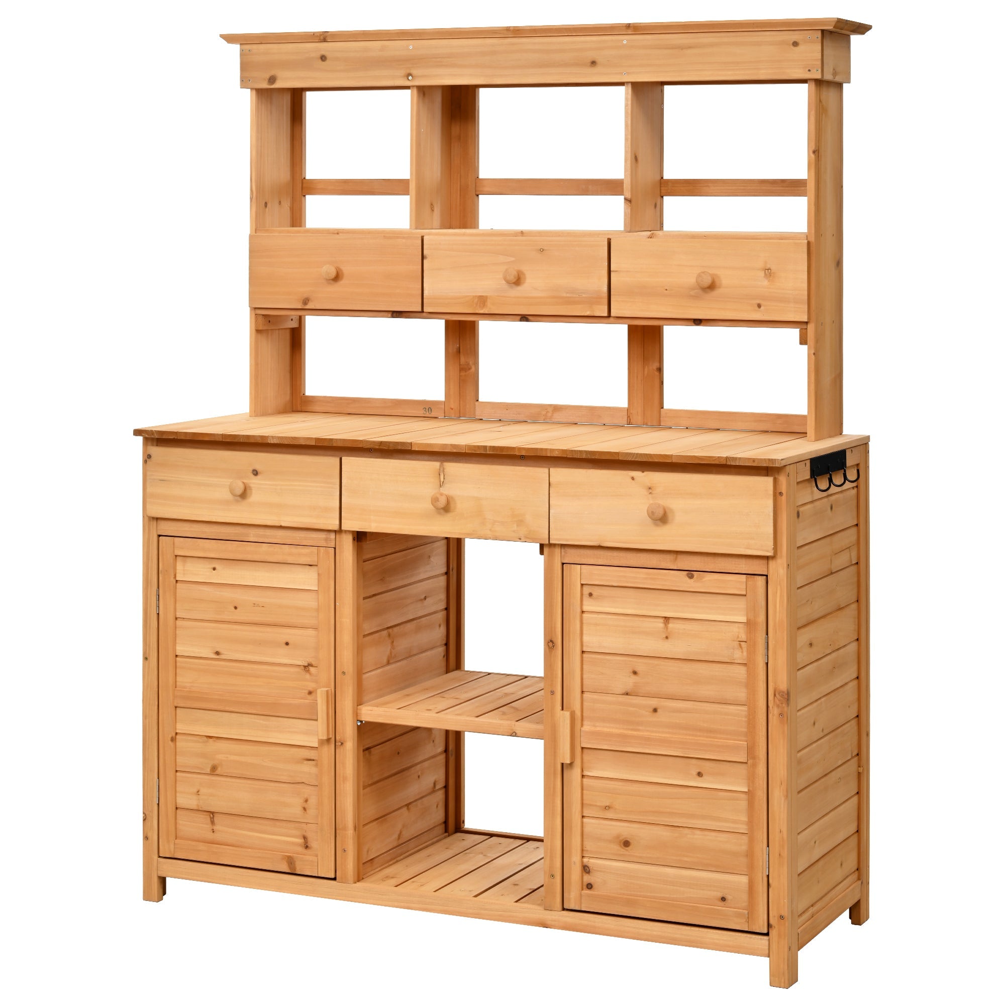 TOPMAX 65.7'' Tall Garden Potting Bench Table with Hutch by HouseOfZazla