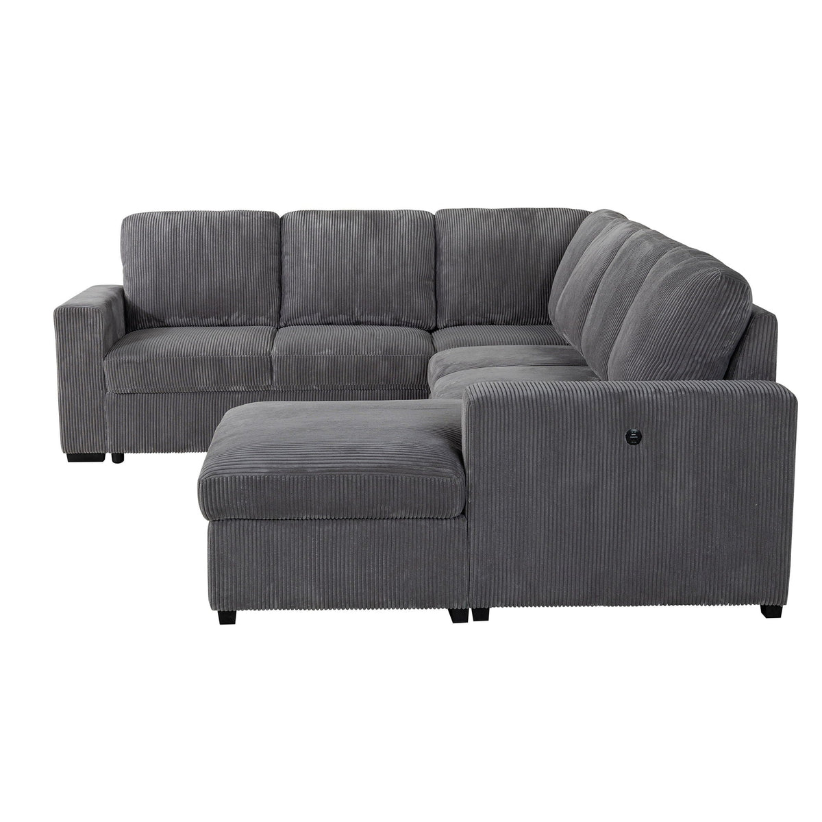 Dark Gray Sleeper Sectional Sofa with Pullout Bed - Contemporary Comfort, photo 4 of 16