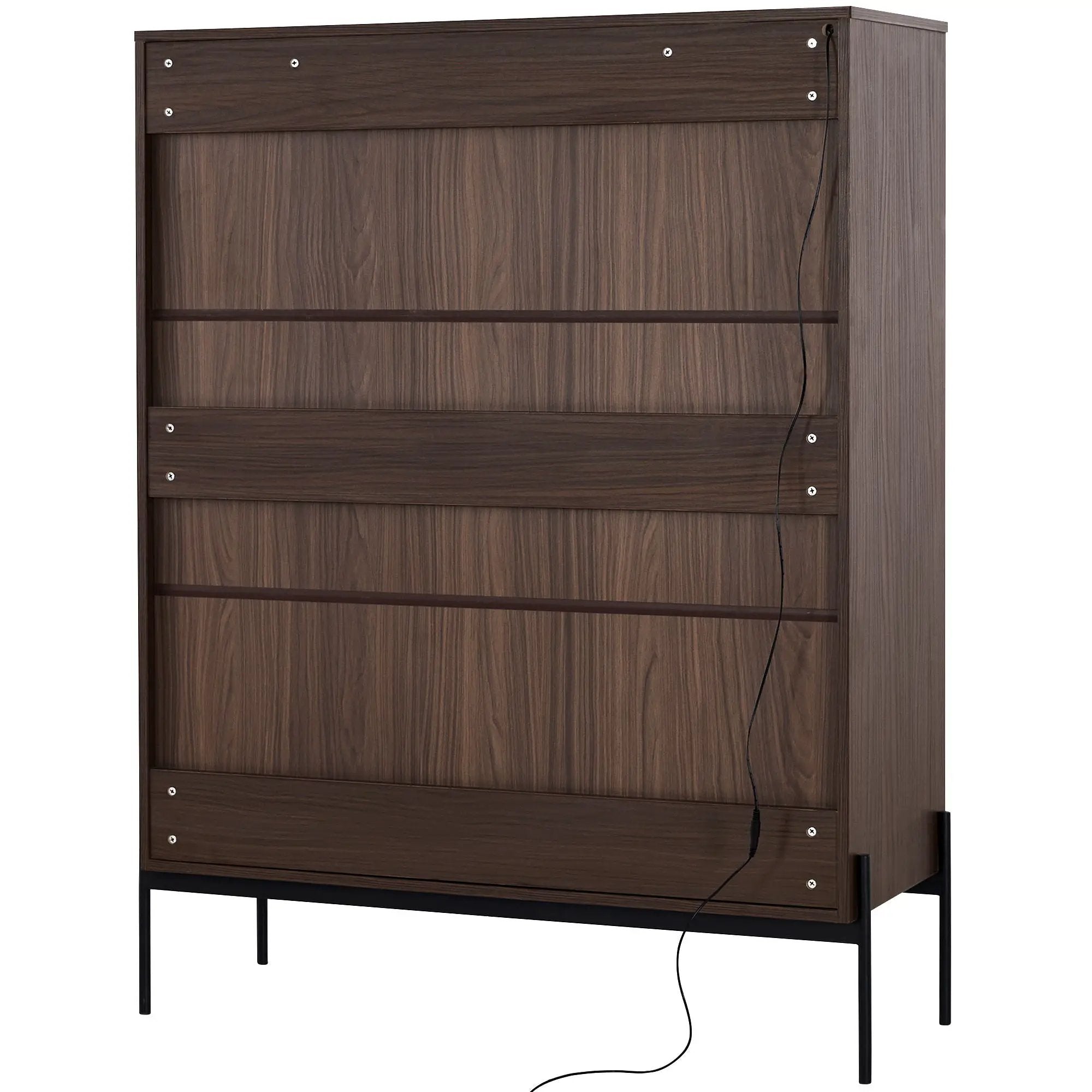 Modern Minimalist Style LED Curio Cabinet With Tempered Glass Door, Metal Legs by HouseOfZazla